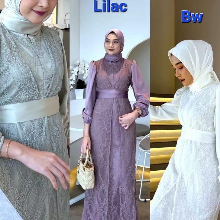 Best Terlaris Dress Brukat Florenza Busui Gamis Mewah Premium Elegan Syari Kondangan Pesta Trendi Te