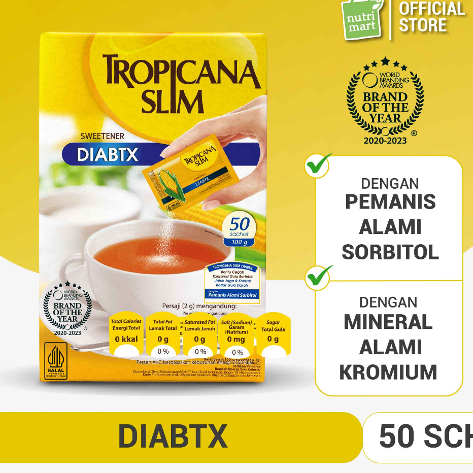 

➦✫✢ Tropicana Slim Sweetener Diabtx 50 Sachet - Pemanis untuk Diabetesi Produk