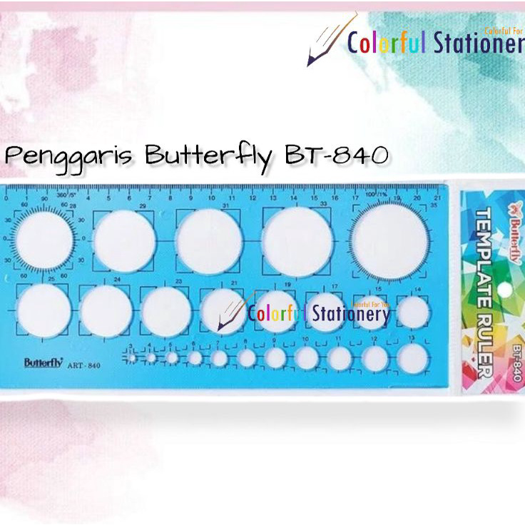 

➶⁎✶ Penggaris / Mistar / Cetakan Butterfly Lingkaran BT 840