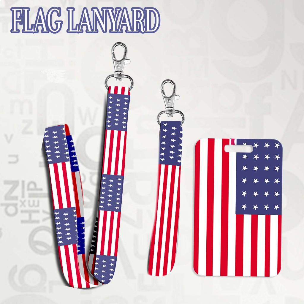 

STRAP LANYARD CARD HOLDER Flag USA Gantungan Kunci, Handphone, ID Card