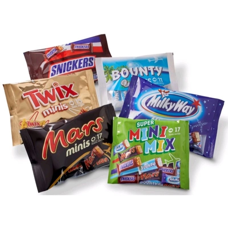 

Cokelat MARS SNICKERS TWIX MILKYWAY BOUNTY Minis European