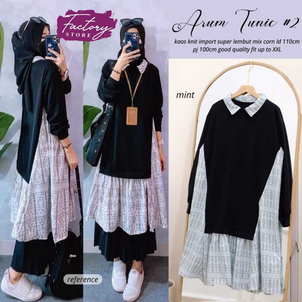 ARUM TUNIC #2 ATASAN BAJU WANITA MODEL KEKINIAN TUNIK CASUAL MODEL TERBARU BLOUSE KOREAN STYLE BAHAN