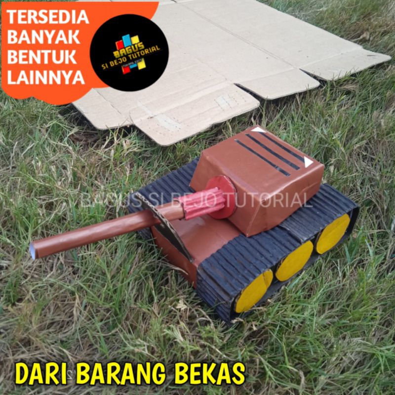MOBIL MOBILAN TANK DARI KARDUS MINIATUR KERAJINAN TANGAN PRAKTEK PRAKARYA DARI KARDUS BEKAS