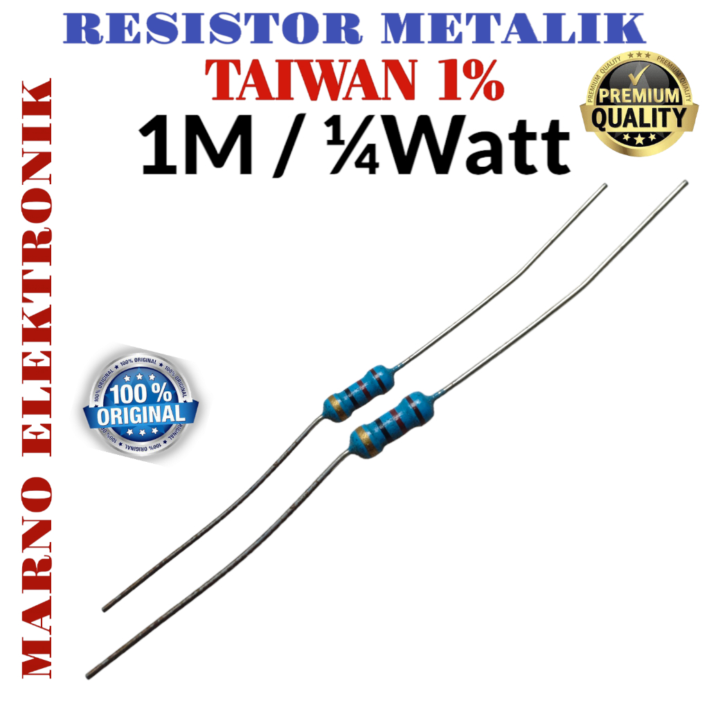 RESISTOR 1/4 0,4 WATT METALIK METAL TAIWAN 1% 10x 1M 4M7 1OHM 1,2OHM 1,8OHM 2,2OHM 2,7OHM 3OHM 3,3OH