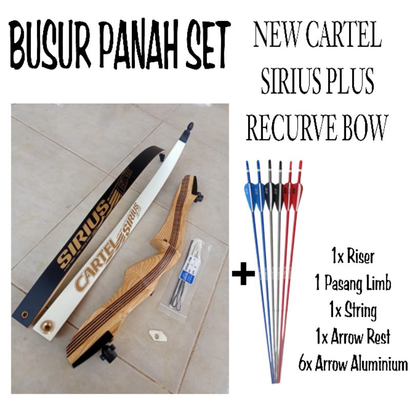CARTEL SIRIUS PLUS NEW Wooden Recurve Bow - Busur Panah Standart 1 Set