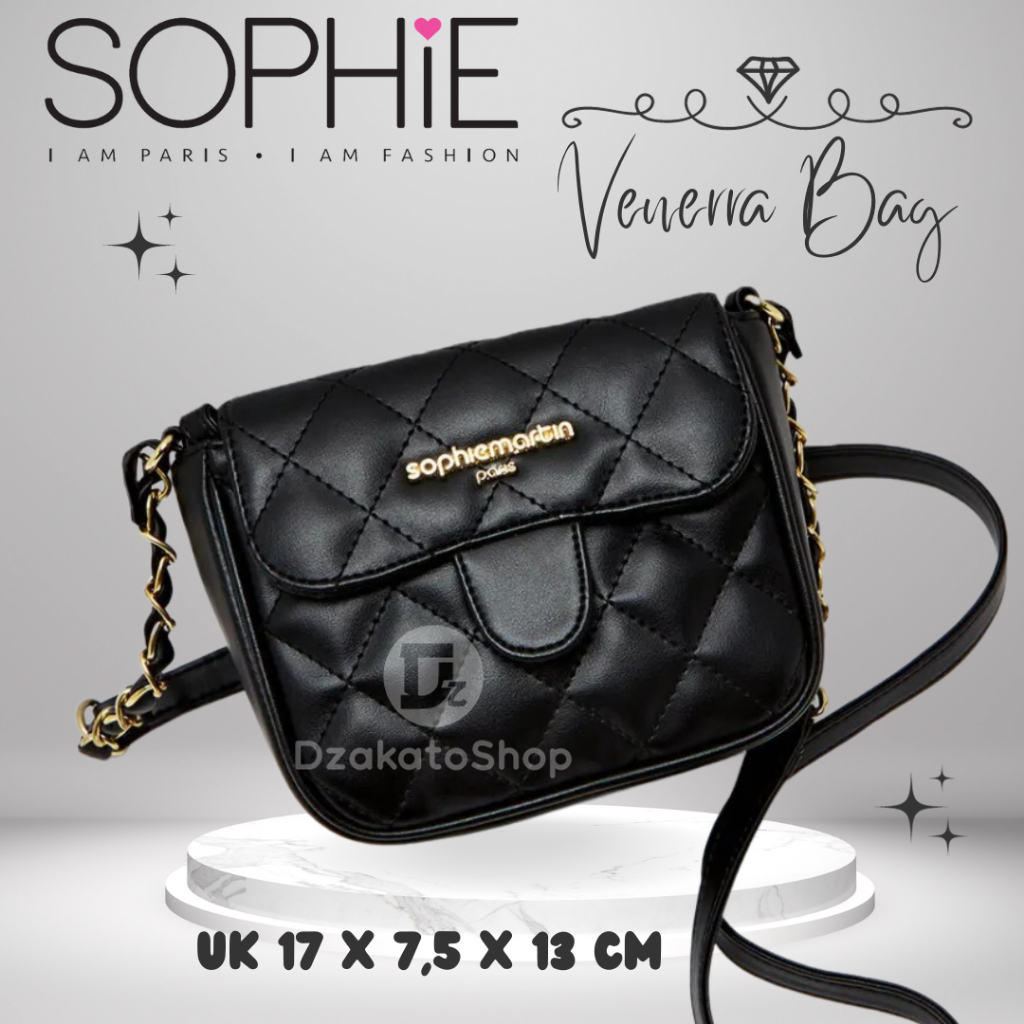 Sophie Martin Paris Tas Selempang Wanita Kecil Mini Hitam Venerra Black Fashionable Katalog Terbaru 