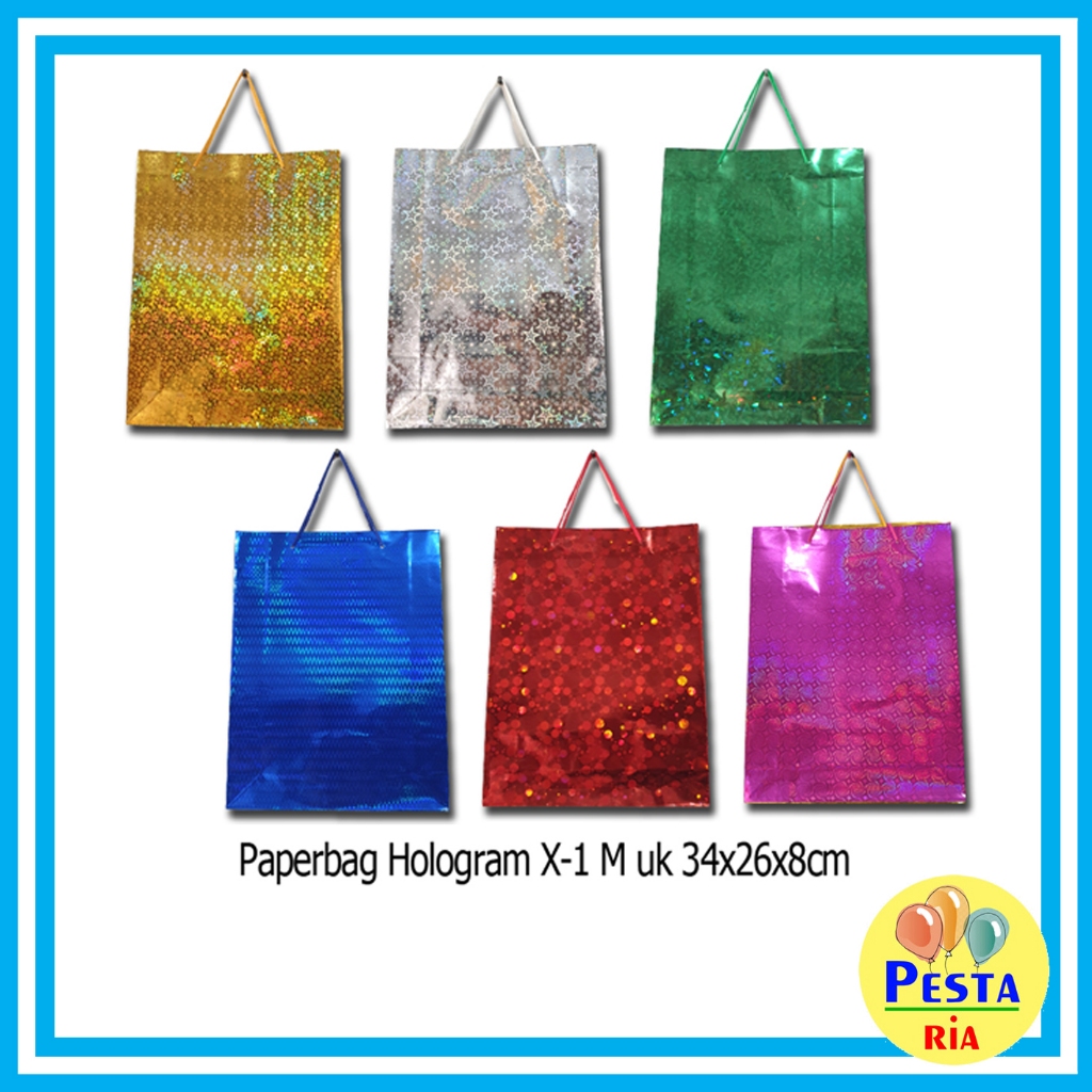 

PAPERBAG HOLOGRAM M UK 34X26X8CM WARNA SILVER MERAH GOLD UNGU HIJAU BIRU SHOPPING BAG, GODIE BAG, SOUVENIR NATAL, MUSIM DINGIN, KADO NATAL, HIASAN NATAL