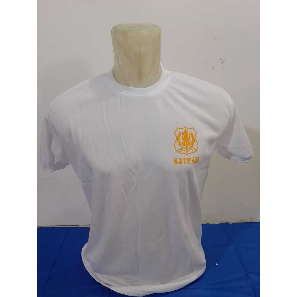 Kaos Dalam Satpam Putih Logo Kuning - Kaos Satpam Putih