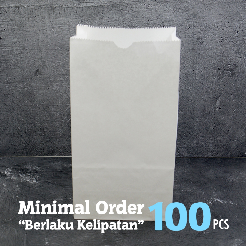 Paper Bag Putih / Kantong Kertas Roti M 23,5 x 13 x 7,5 cm / Paper Bag Makanan Tegal