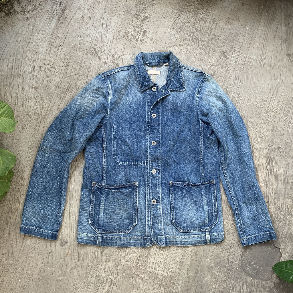 UNIQLO Men's Chore Jacket Jeans Size M | Jaket Brand Blue Denim Pria Outer Medium Wash