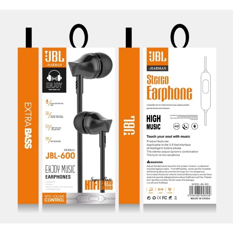 Handsfree Headset Earphones JBL Harman JBL-600