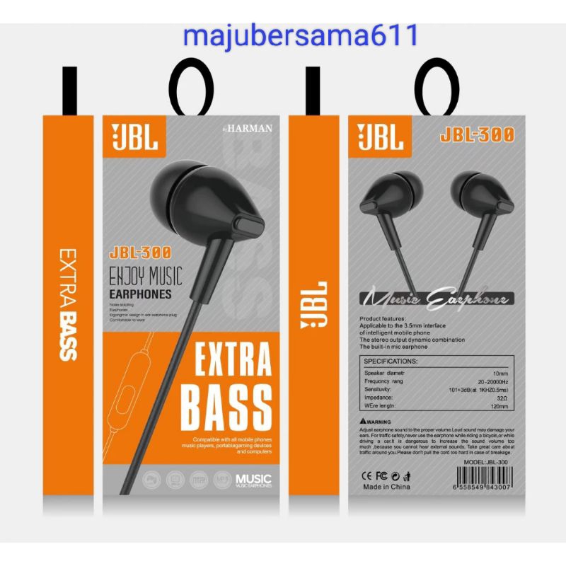 handsfree Headset jbl Harman extra bass(JBL-300)