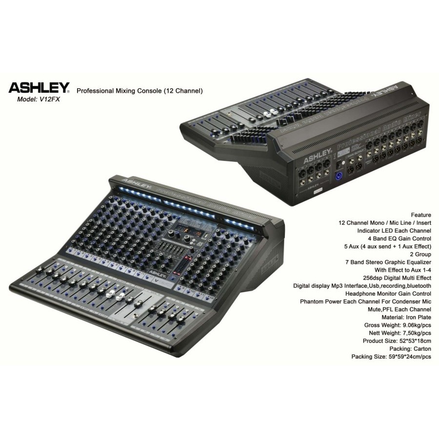 Mixer Ashley V12Fx Mikser Ashley V 12Fx Ashley V12 Fx 12Ch bluetooth