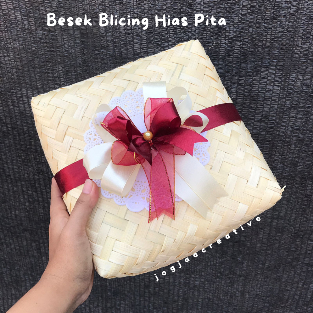 SEPASANG BESEK BLICING FREE PITA ORGANDI / besek persegi panjang / besek makan / besek hampers besek