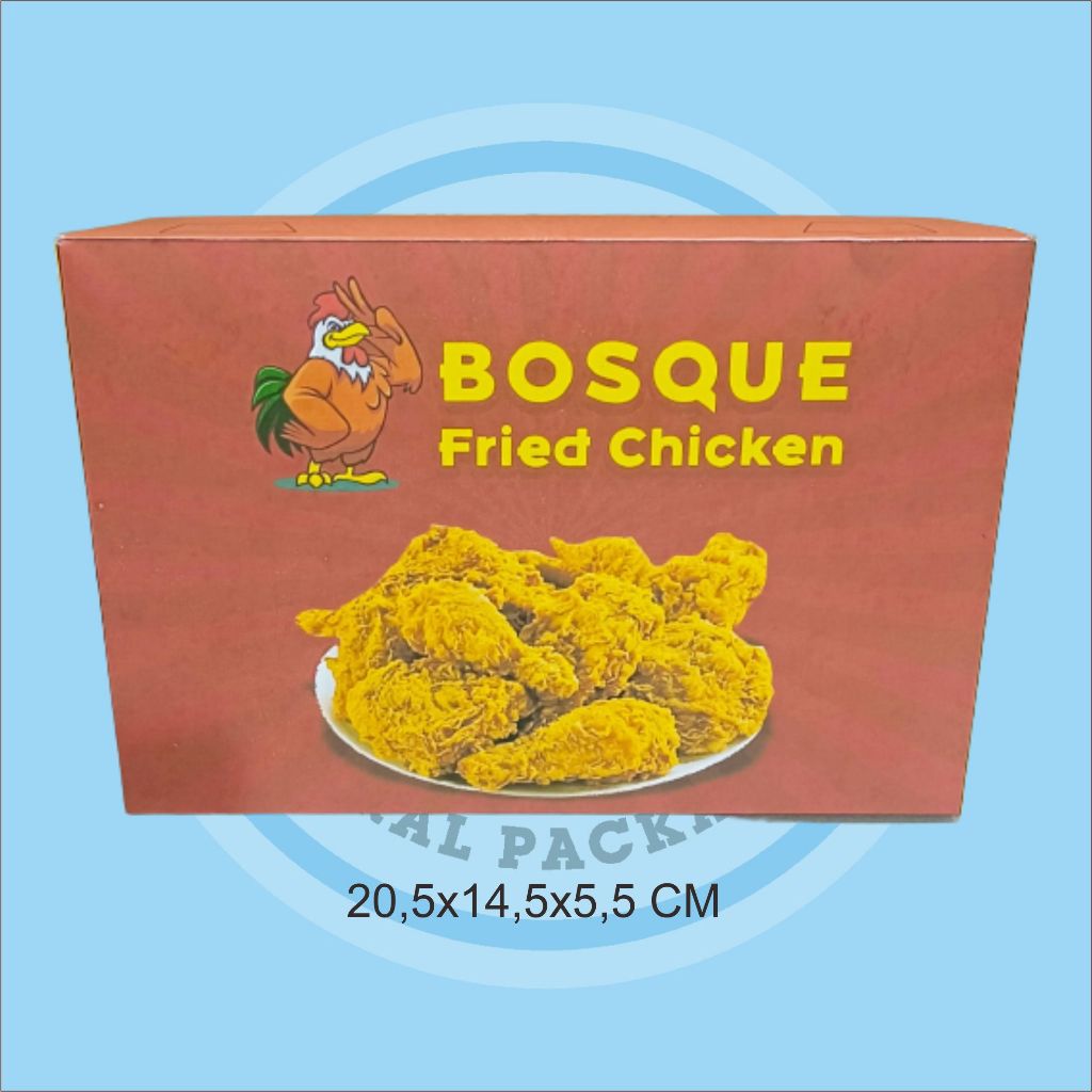 

BOX CHICKEN/PACKAGING MURAH/DUS MAKANAN FREE DESIGN 20,5X14,5X5.5CM MIN 2000 PCS