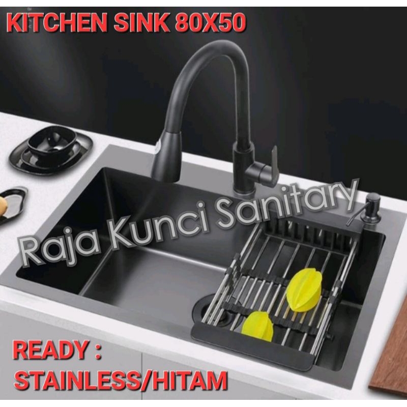 Kitchen Sink 8050 Stainless Hitam Black/Paket Lengkap Bak Cuci Piring 8050 Stainless Hitam Black