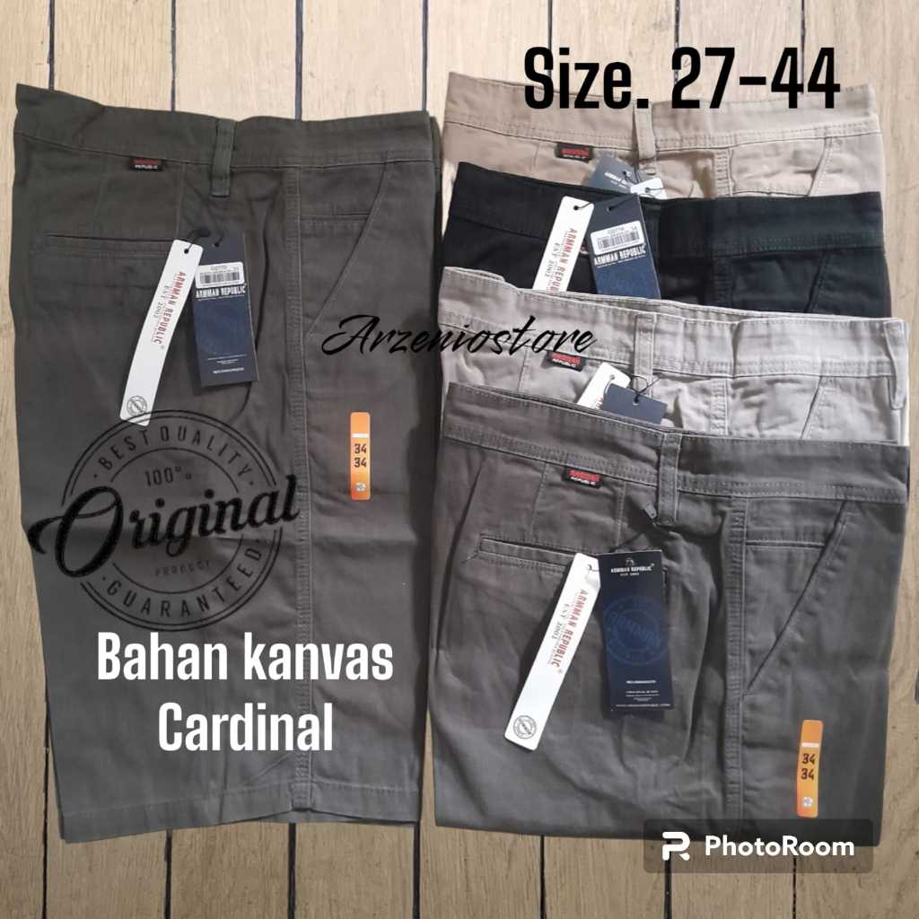 Celana Pendek Pria Chinos Distro Original 100% Bahan Kanvas Cardinal Soft Jeans Tebal Tidak Melar Pr