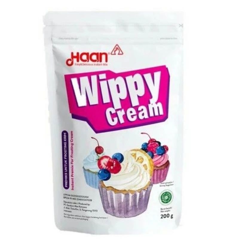 

Haan Wippy Cream whipped cream topping bubuk instant 200 gr Kemasan Pouch