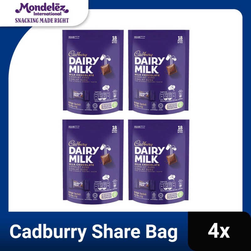 

cadbury dairy milk coklat sharebag isi 18 x 4