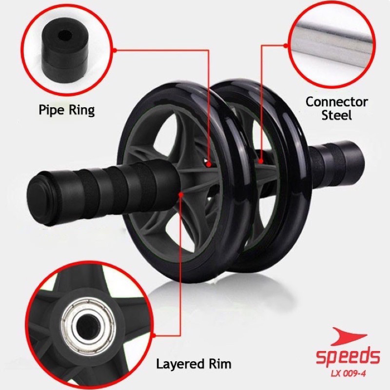 SPEEDS AB Wheel/AB Roller/Double Wheel/Alat Sit Up/Alat Gym  Bonus Matras Alat Pembakar Lemak 009-4