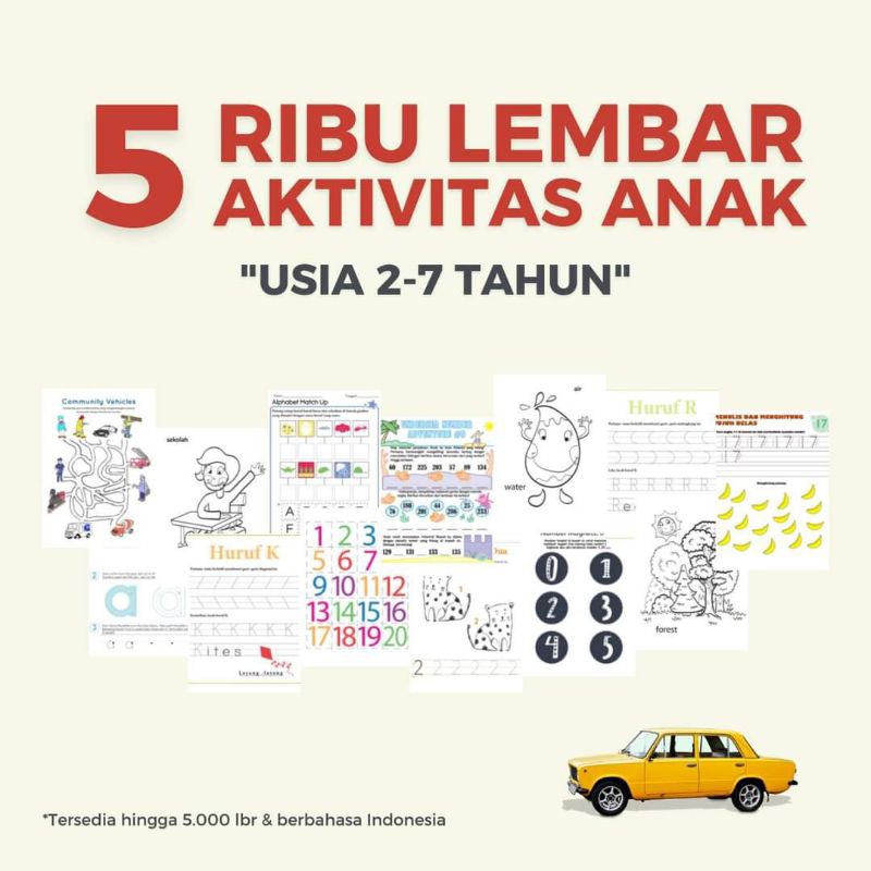 

5RIBU± LEMBAR PRINTABLE WORKSHEET ANAK | LEMBAR AKTIFITAS ANAK USIA 2-7 TAHUN