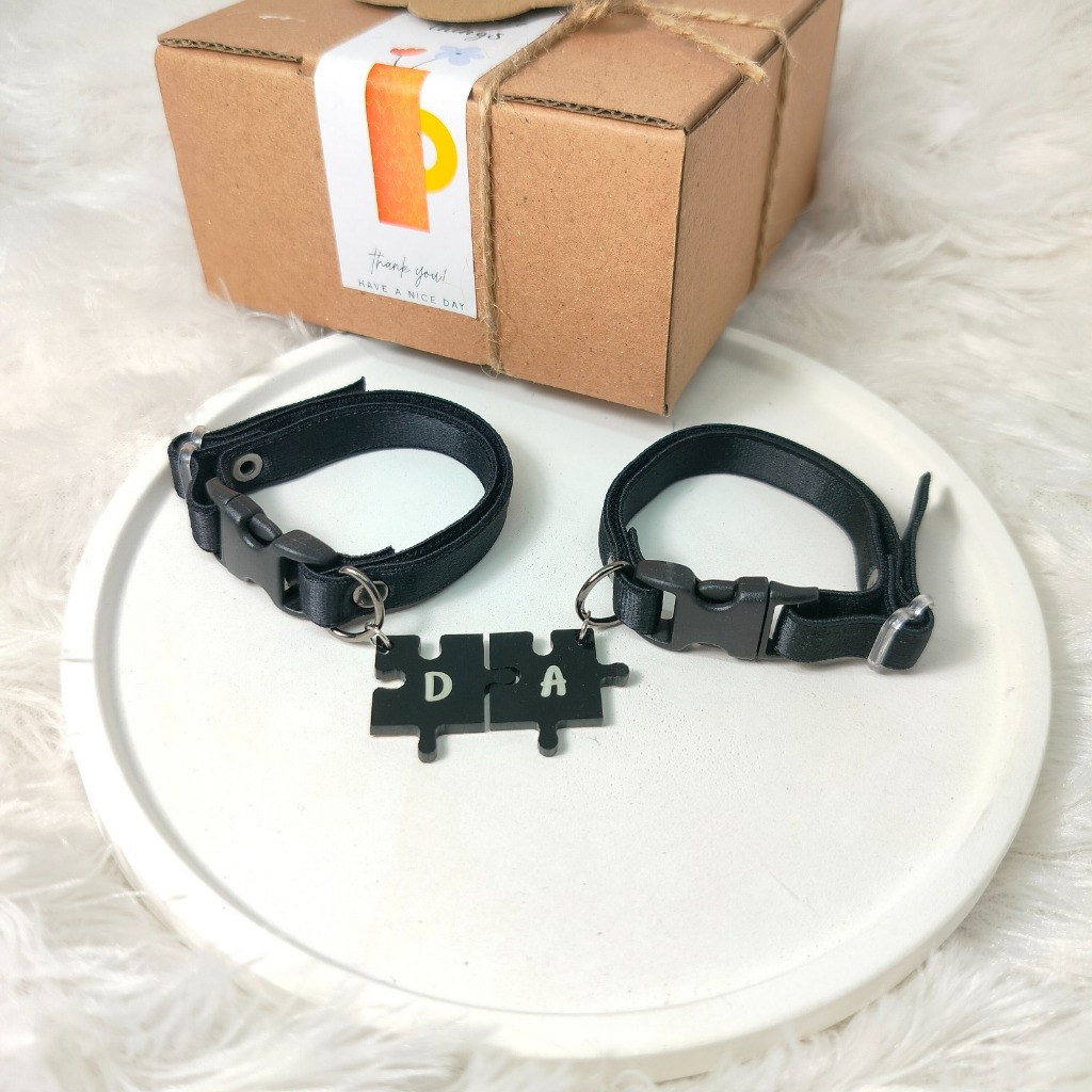 Gelang Couple Inisial Nama Huruf Puzzle Aesthetic A-Z Initial Nama