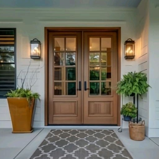 COD Custom Kusen dan Pintu Rumah Double Door Kayu Jati Plus Kaca 2m