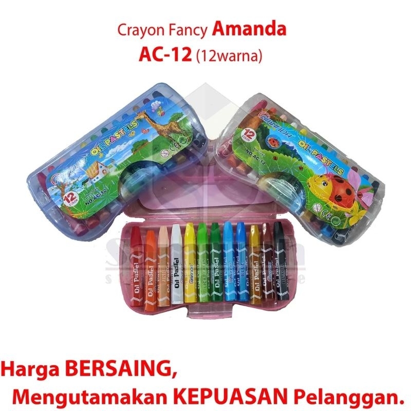 

Crayon Fancy Murah isi 12 Warna / Krayon Minyak Motif 12 Batang / Oil Pastel 12