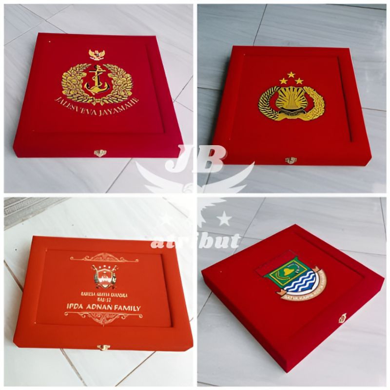 

box souvernir kotak pangkat polisi bludru custom logo.tulisan