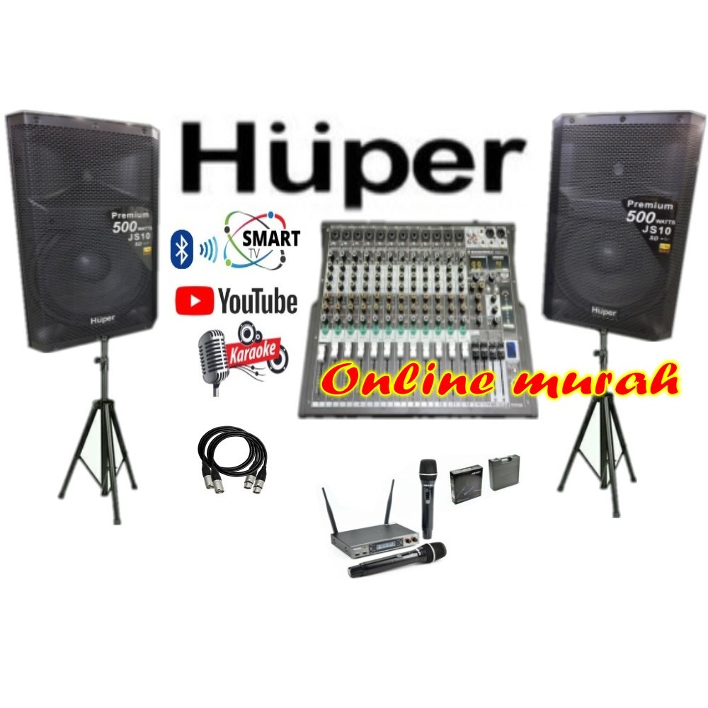 PAKET SOUND SYSTEM HUPER JS10 15 INCH MIXER 12 CHANNEL ORIGINAL