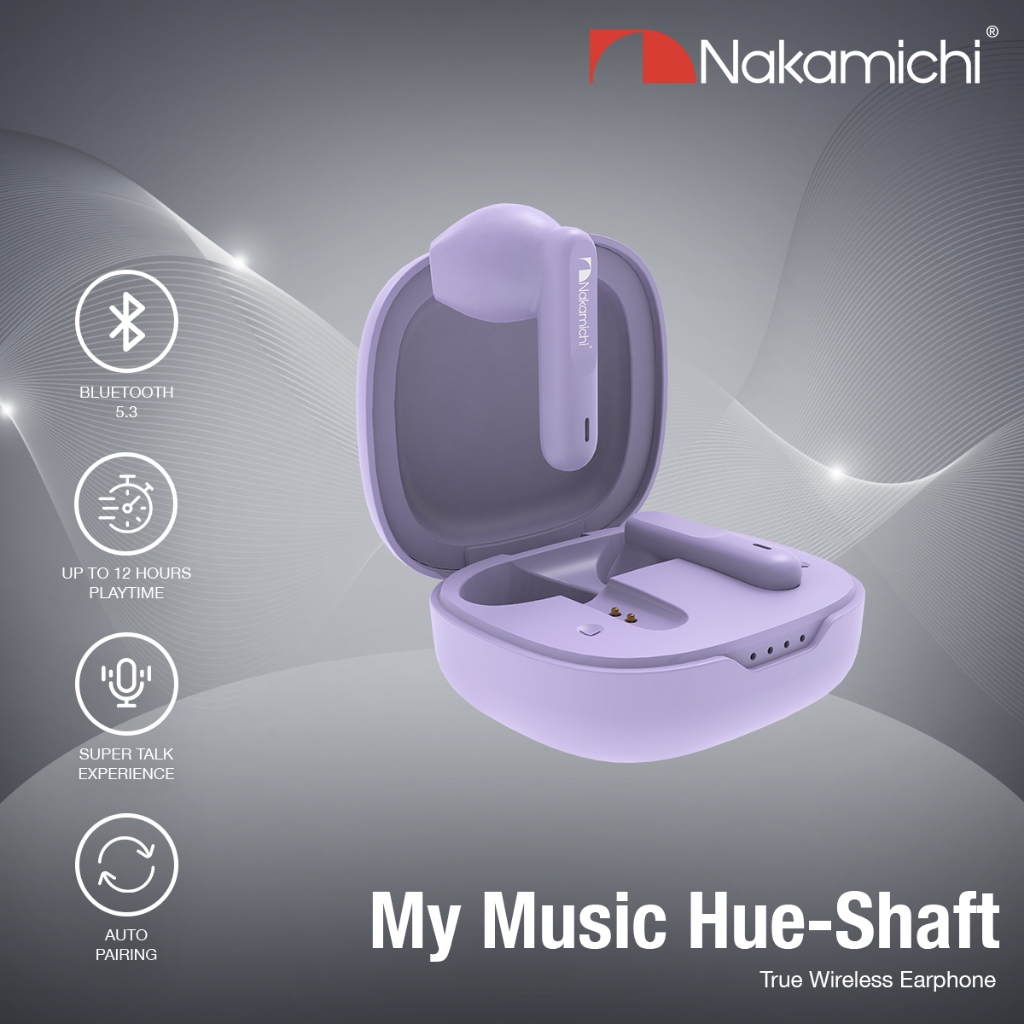 Nakamichi My Music Hue Shaft True Wireless Bluetooth Earphones - Purple