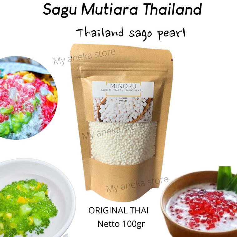 

Terlaris Sagu mutiara thailand / sago pearl / sago / mutiara / thailand / campuran es merk minoru 100gr