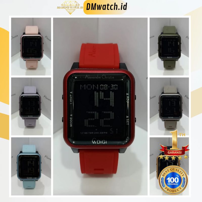 Jam Tangan Pria/Wanita Alexandre Christie AC 9344 AC9344 Digital Rubber Original Garansi resmi 1 Tah