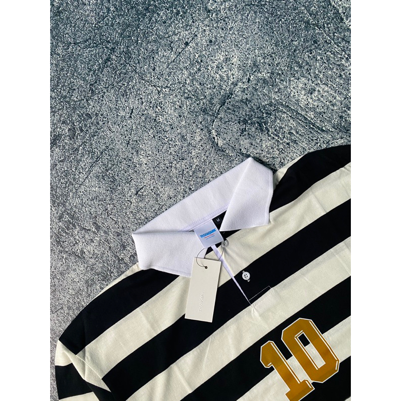 Rugby Shirt Thanksinsomnia Anne Striped Black White Unisex