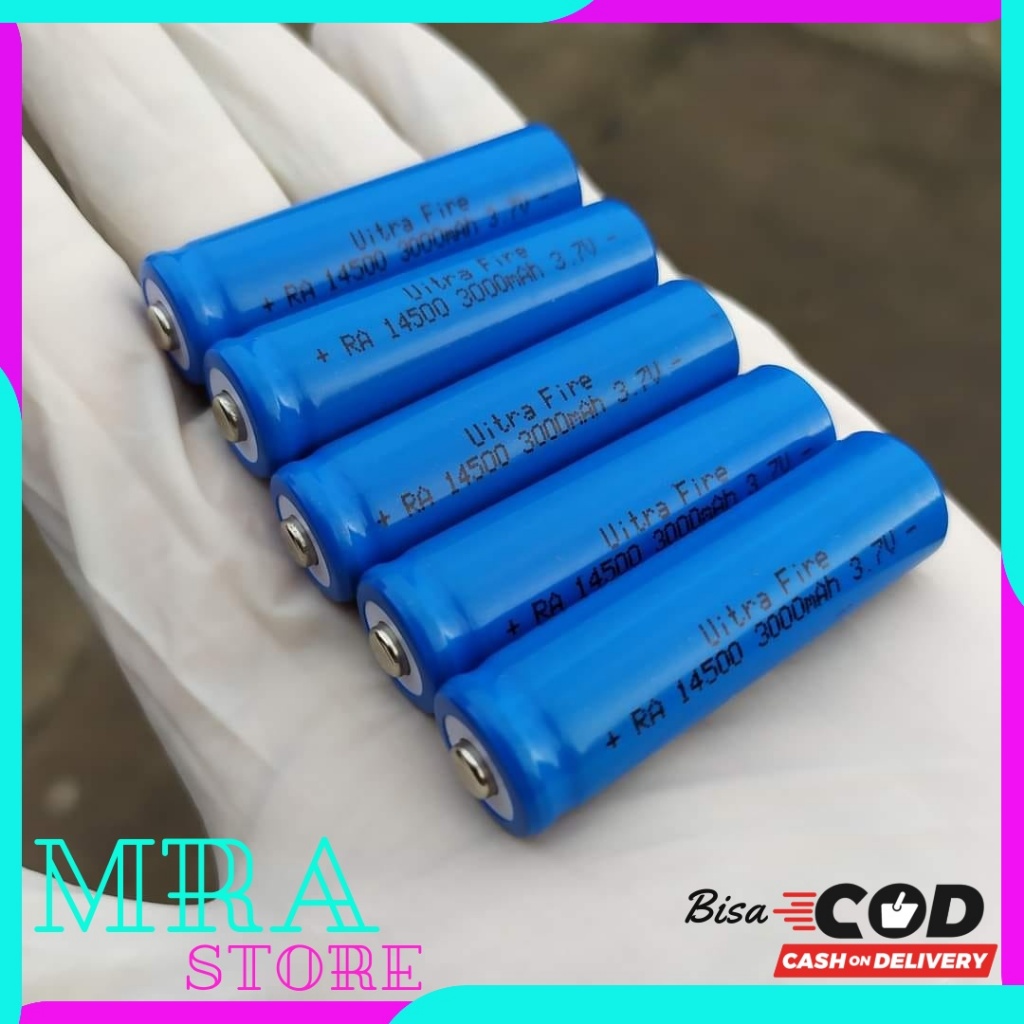 Baterai battery AA 3000mah 3.7v ra 14500 rechargeable Model kepala