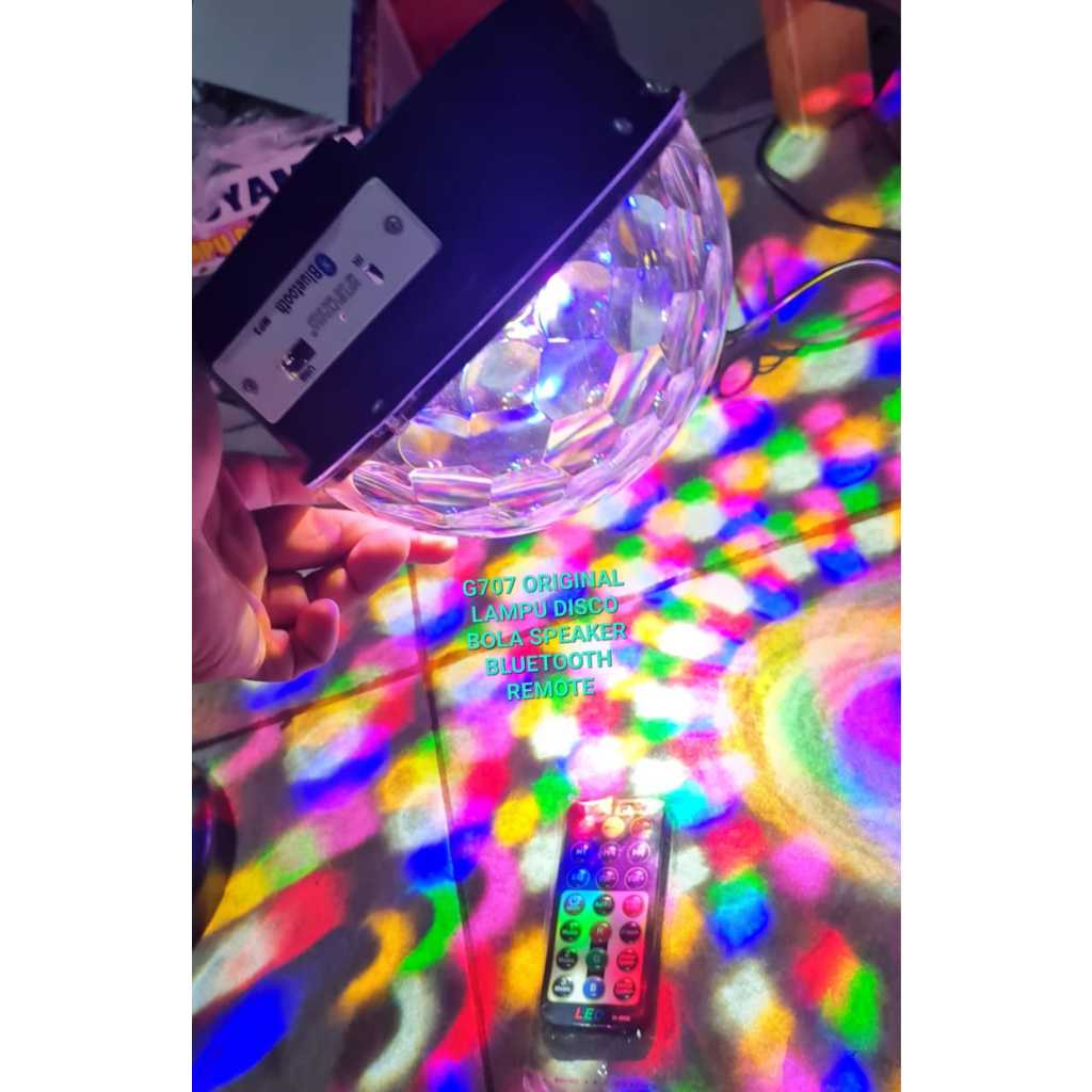 G707 ORIGINAL LAMPU BOLA SPEAKER USB BLUETOOTH REMOTE DISKO DISCO BOHLAM LED BOHLAM KELAP KELIP PANG