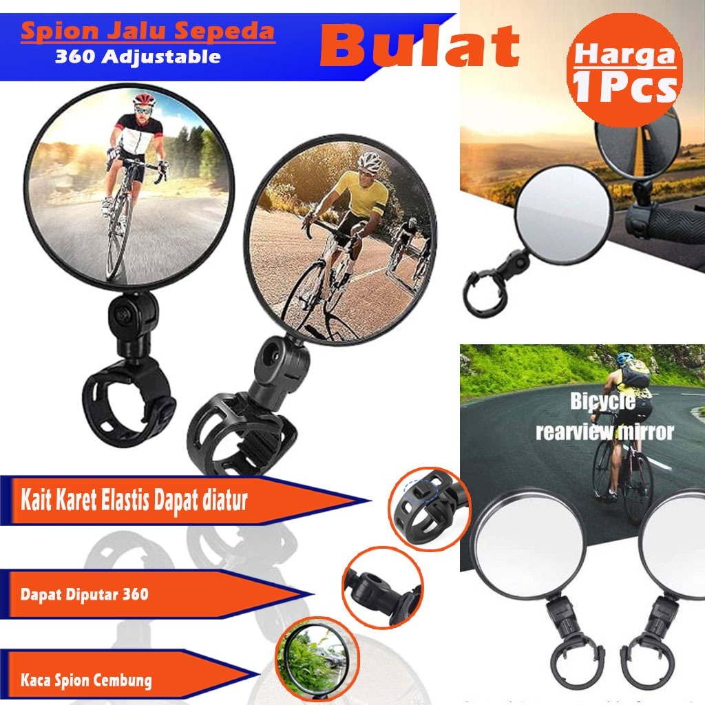 Kaca Spion Sepeda Universal Mirror Bike Fleksibel Gunung -  Spion Jalu Sepeda - Kaca Spion Cembung K