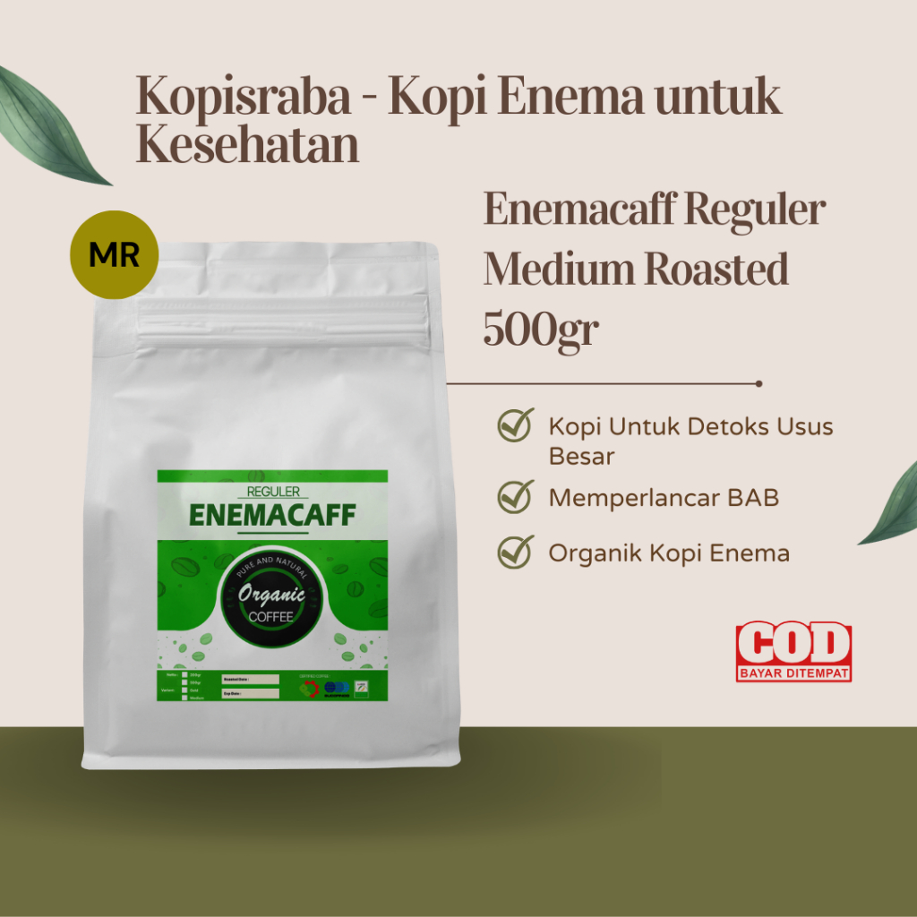

KOPI TERSERTIFIKASI - Enema Kopi Enema untuk Kesehatan Enemacaff Reguler Medium Roasted 500gr - Kopisraba