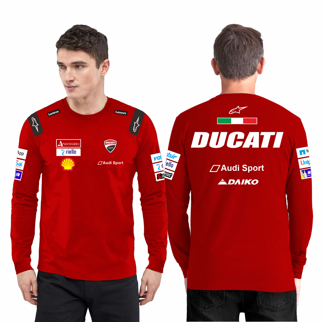 kaos motogp 2023 lengan panjang pria warna merah , kaos motogp ducat corse ,kaos mandalika , baju ma