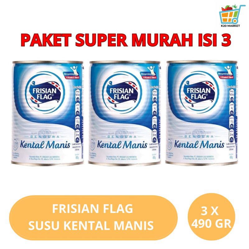 

Frisian Flag Susu Kental Manis isi 3 x 490 Gram