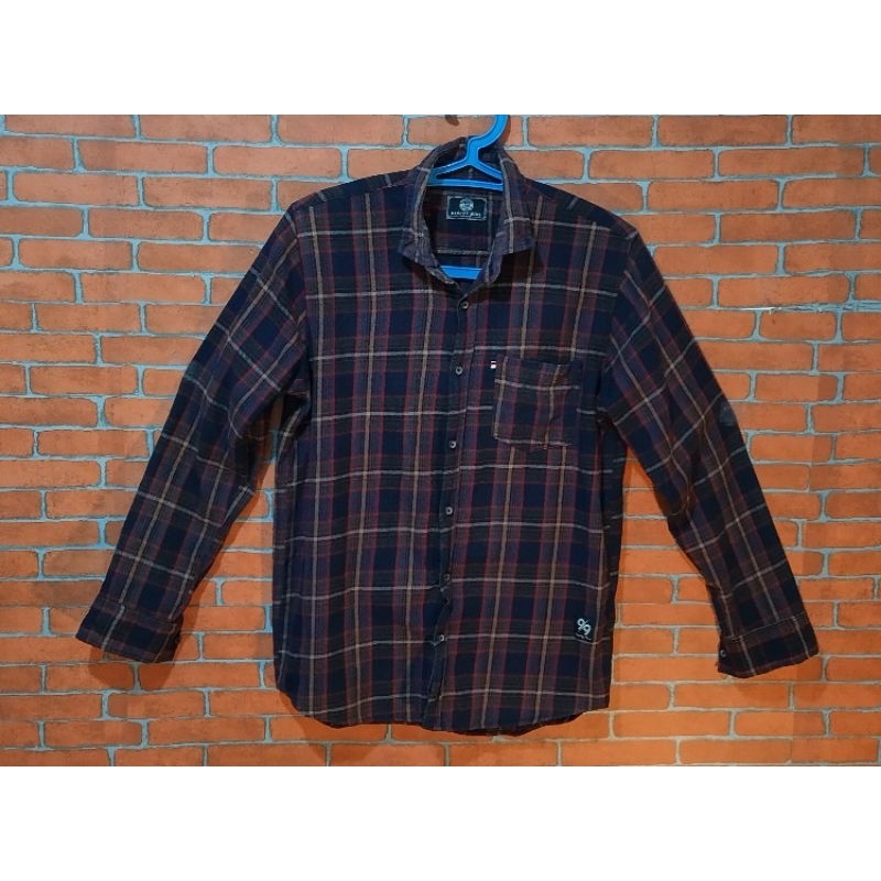 PRELOVED KEMEJA NINETY NINE ORI KEMEJA FLANEL KOTAK2 (Size M) (LD=100cm X T=70cm)