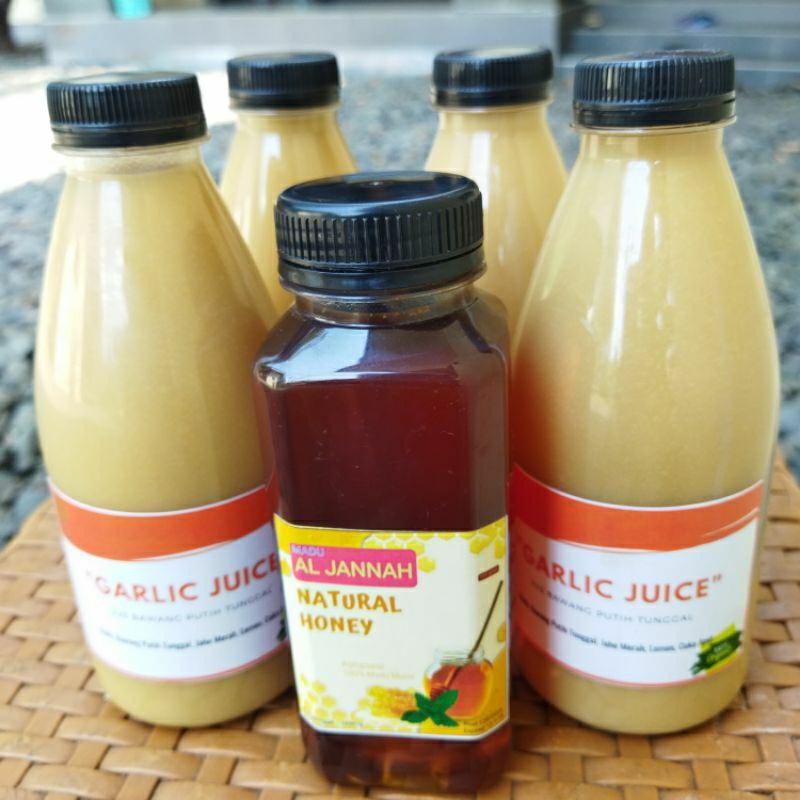 

PAKET 4 GARLIC JUICE + 1 MADU HUTAN ALJANNAH JAHE MERAH LEMON CUKA APEL ENZIM CLASIC HERBAL ALAMI PELANCAR PEREDARAN DARAH HIPERTENSI SETROOKE KOLESTEROL GULA DARAH PELANGSING IDEAL