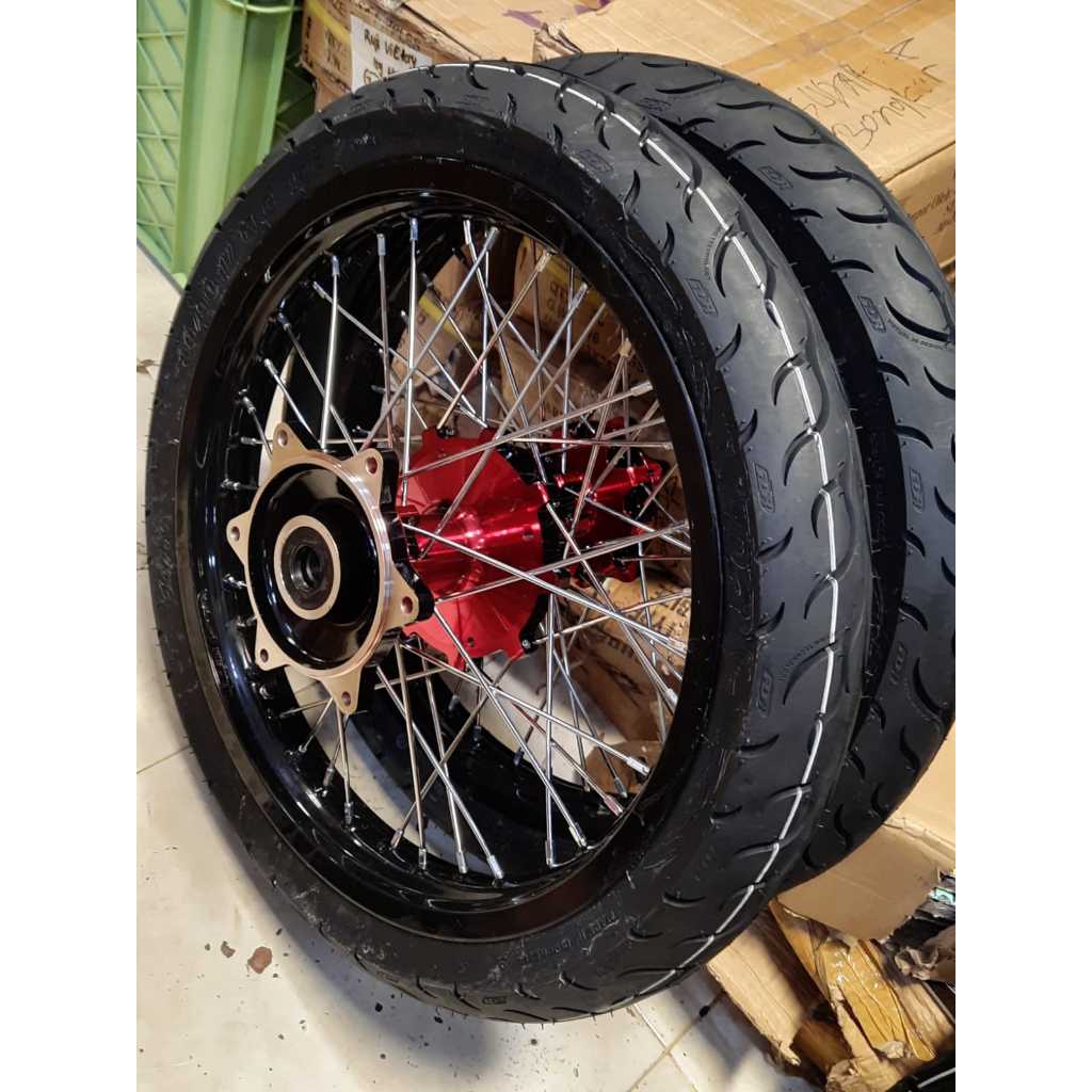 WHEELSET VELGSET VELG SET SUPERMOTO CRF KLX SEMI CACING TINGGAL PASANG