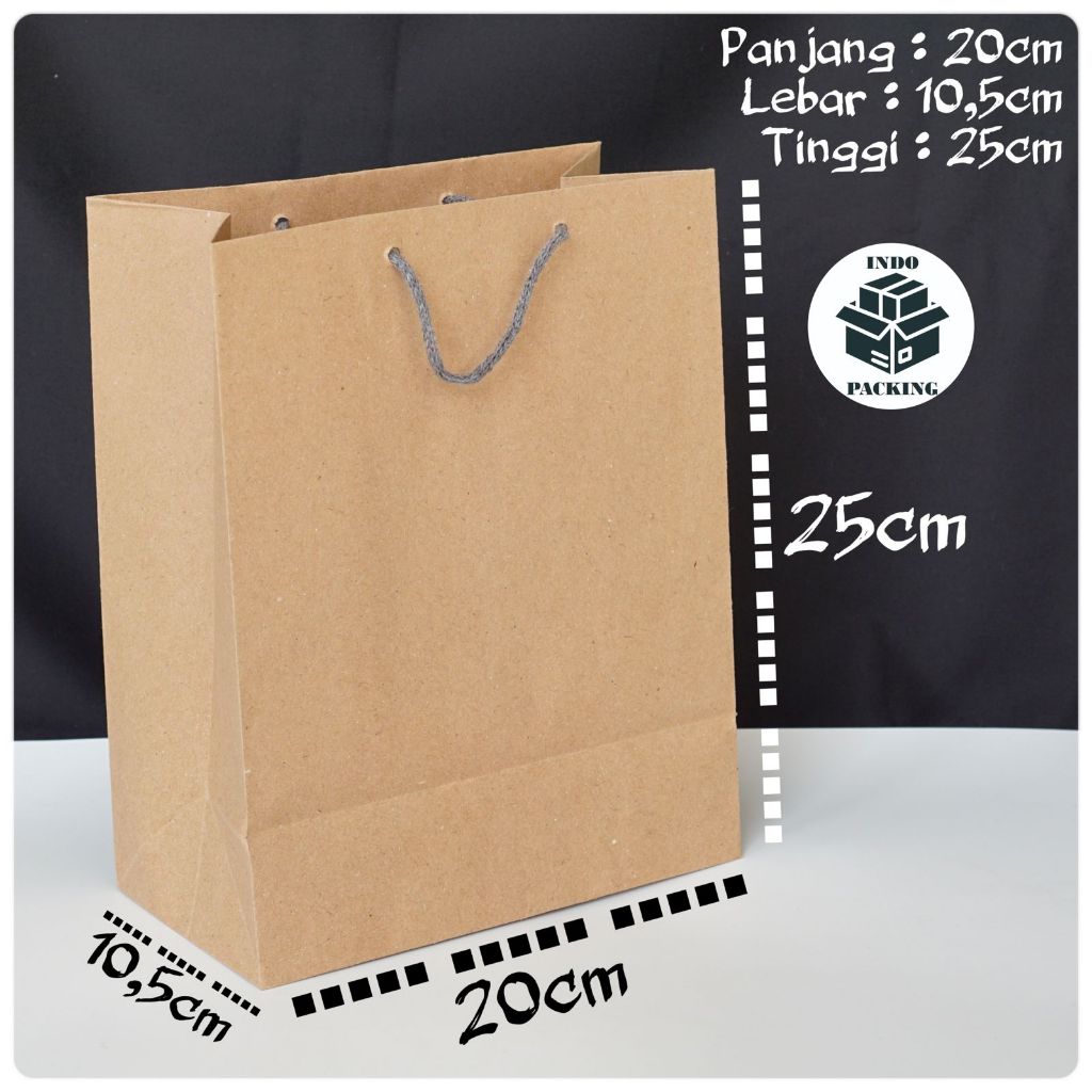 

Paper Bag Kraft 20x10,5x25cm / Tas Kertas Coklat Polos / Tas Kado Paperbag