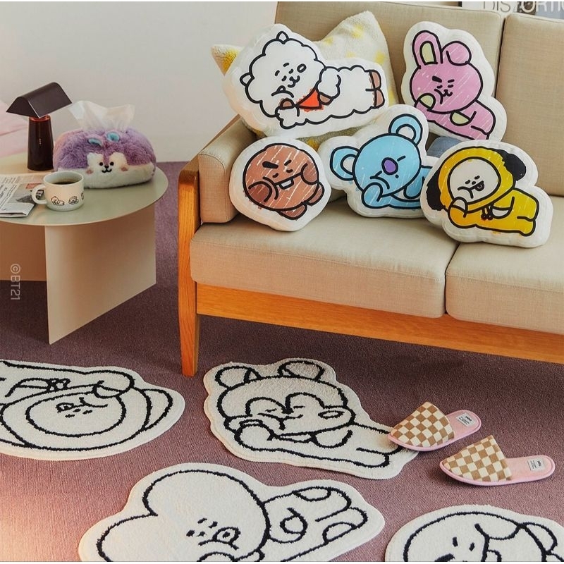 OFFICIAL BT21 COZY RUG FLAT CUSHION BONEKA