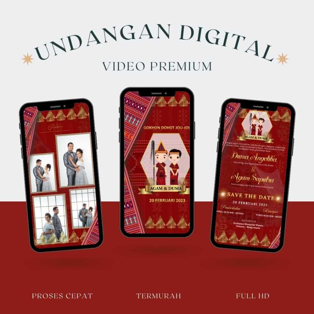 undangan Batak digital video undangan pernikahan adat batak murah estetik M005