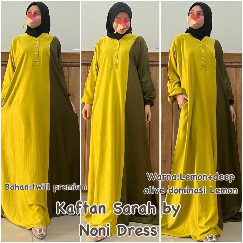 Daster Arab Noni KAFTAN SARAH Maxi Dress Gamis Twill Premium Big Size