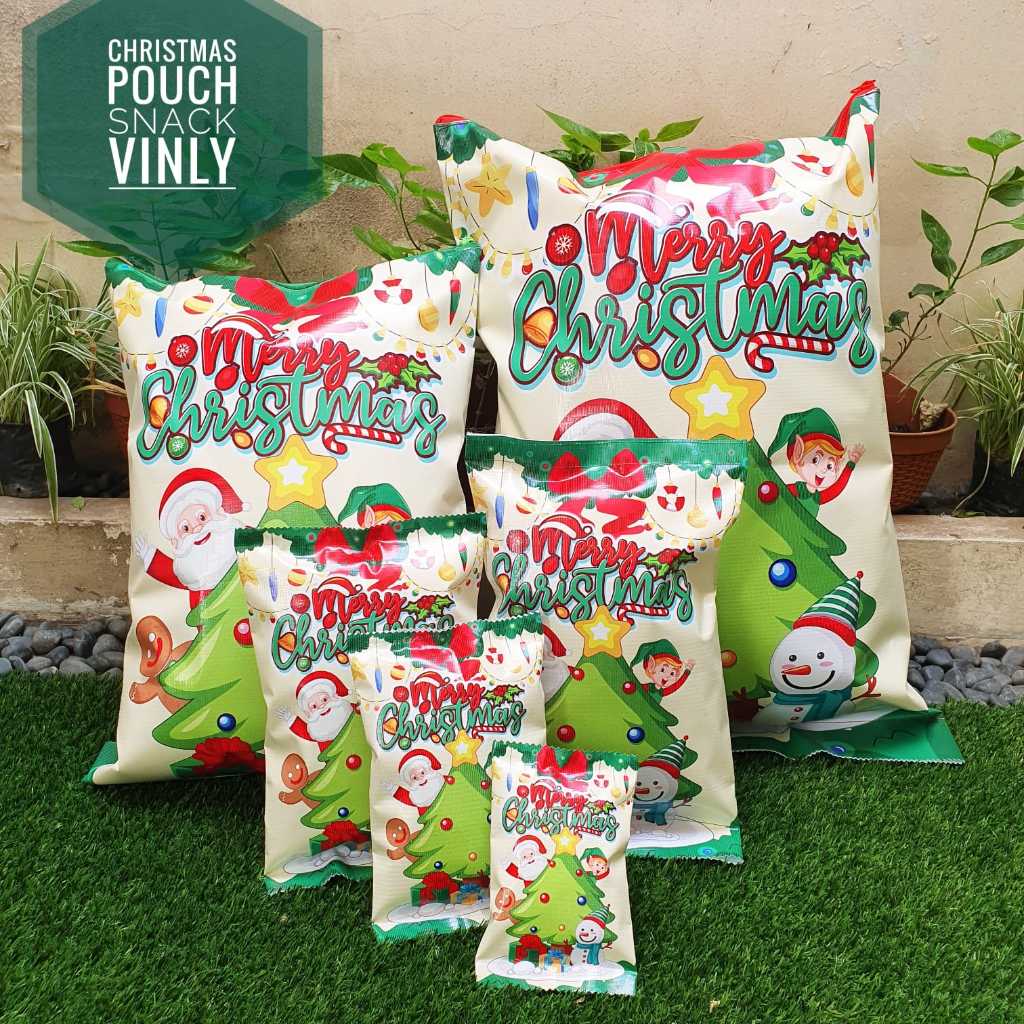 

Christmas Vinyl Kemasan Snack Hampers Xmas Santa Natal Souvenir Pesta Set Hadiah Gift Resleting Velcro Custom