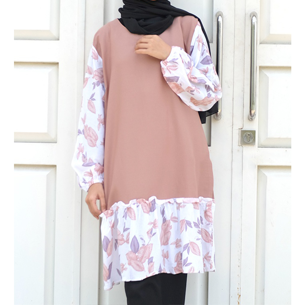 Tunik Kombinasi Motif Atasan Tunik Mosscrepe Rayon - Pura