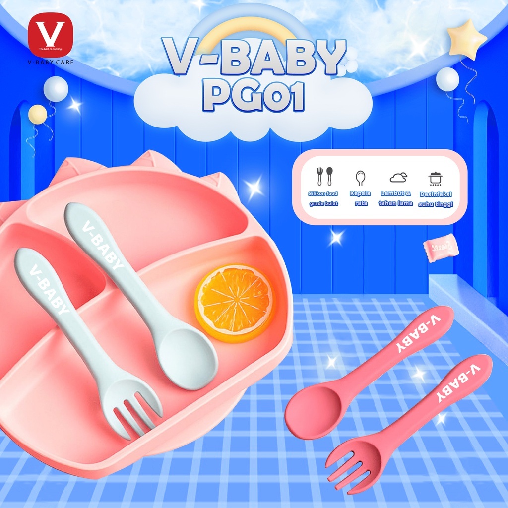 VBABY-CARE Healthy Silicone Spoon & Fork (Nature Series) VBABY/PG01